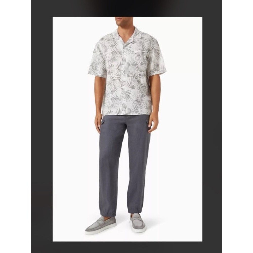 Onia Mr Porter 100% Linen Pants Gray‎ Drawstring Pockets NWT